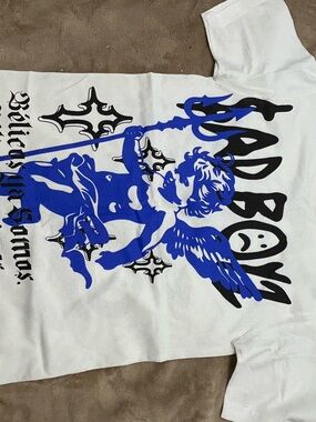 White Kids Short Sleeve Tee with Blue Angel Graphic